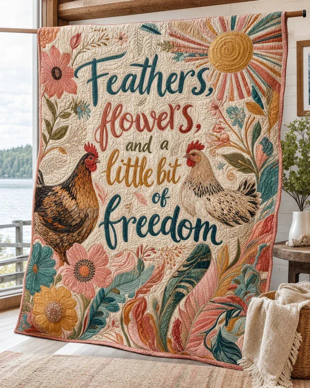 Roaming Feathers Quilt Blanket - Quilted Blanket by OtterMia
