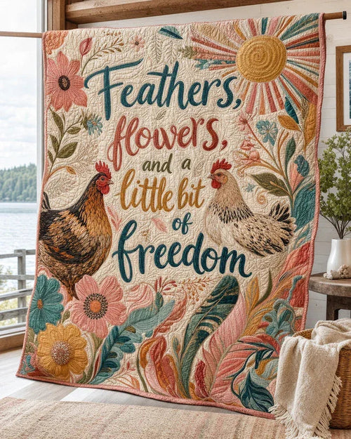 Roaming Feathers Quilt Blanket - Quilted Blanket by OtterMia