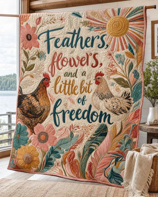 Roaming Feathers Quilt Blanket - Quilted Blanket by OtterMia