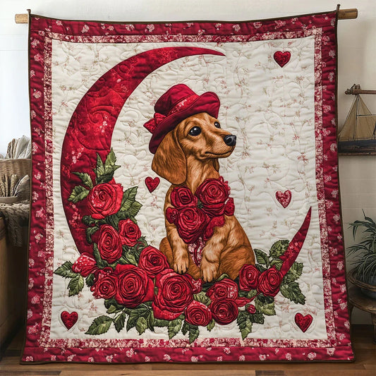 Romance Dachshund Quilt Blanket