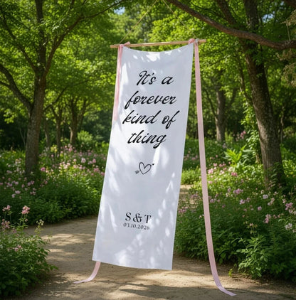 Romantic Wedding Banner Personalized Linen Ceremony Banner Custom Name Wedding Decor, personalized wedding decor (view 5)