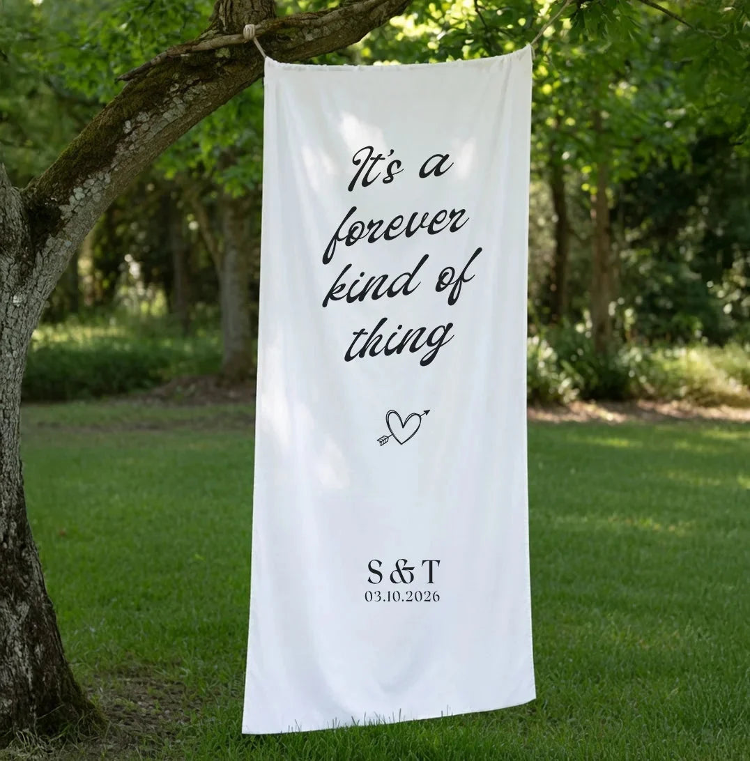 Romantic Wedding Banner Personalized Linen Ceremony Banner Custom Name Wedding Decor, personalized wedding decor (view 6)