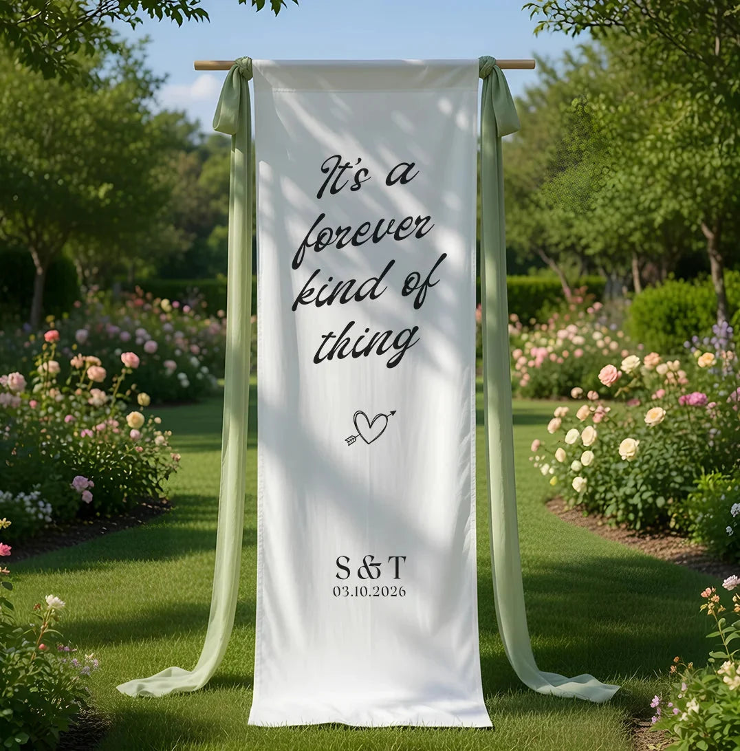 Romantic Wedding Banner Personalized Linen Ceremony Banner Custom Name Wedding Decor, personalized wedding decor (view 7)