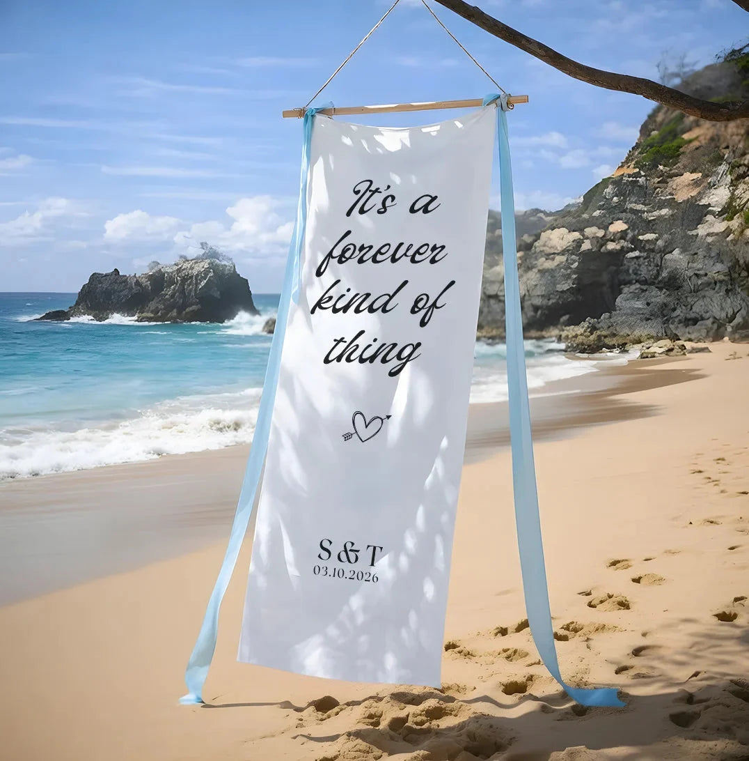 Romantic Wedding Banner Personalized Linen Ceremony Banner Custom Name Wedding Decor, personalized wedding decor (view 8)