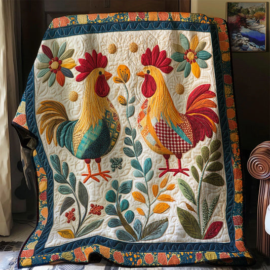 Rooster Of The Heartland Quilt Blanket