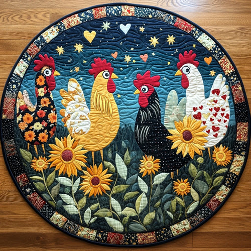 Rooster Radiance Quilted Round Mat