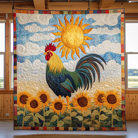 Rooster Sun Glory Quilt Blanket
