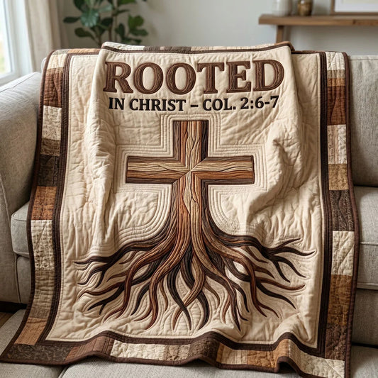Rooted In Christ Cross Roots Quilt Blanket