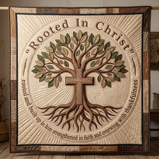 Rooted In Christ Tree Of Faith Quilt Blanket