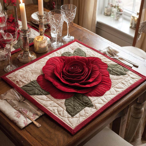 Rose Bloom Quilted Table Topper