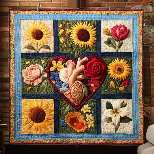 Rose Heart Quilt Blanket