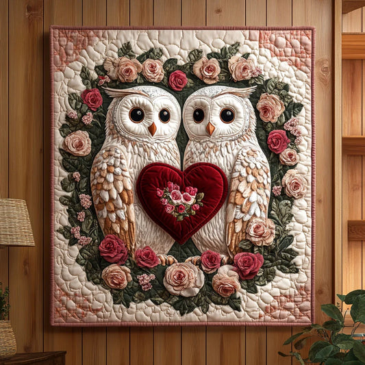 Rose Owls Quilt Blanket