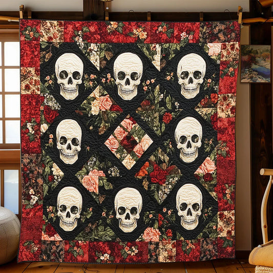 Rose Skull Quilt Blanket