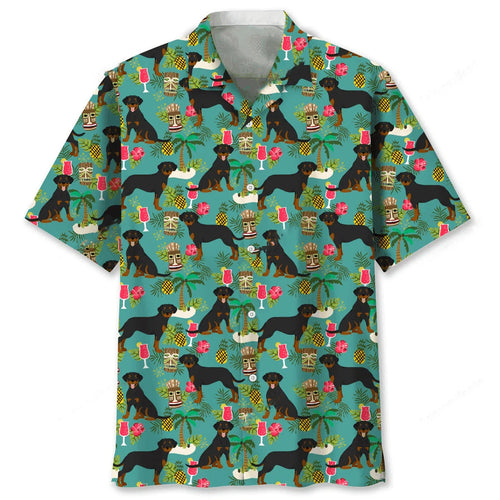 Rottweiler Hawaiian Beach Hawaiian Shirt, custom shirt gift for men