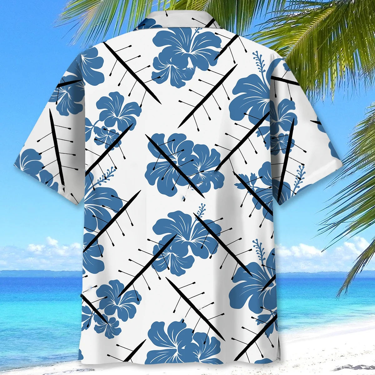 Rowing Hibiscus Flower Hawaiian Shirt, custom shirt gift for men (view 3)
