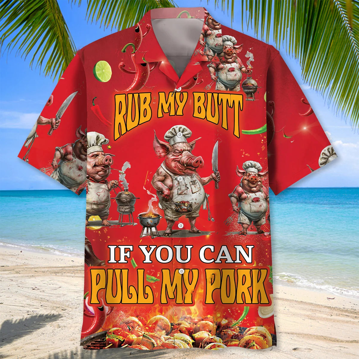 Rub my Butt If You Can Pull my Pork Hawaiian Shirt, custom shirt gift for men