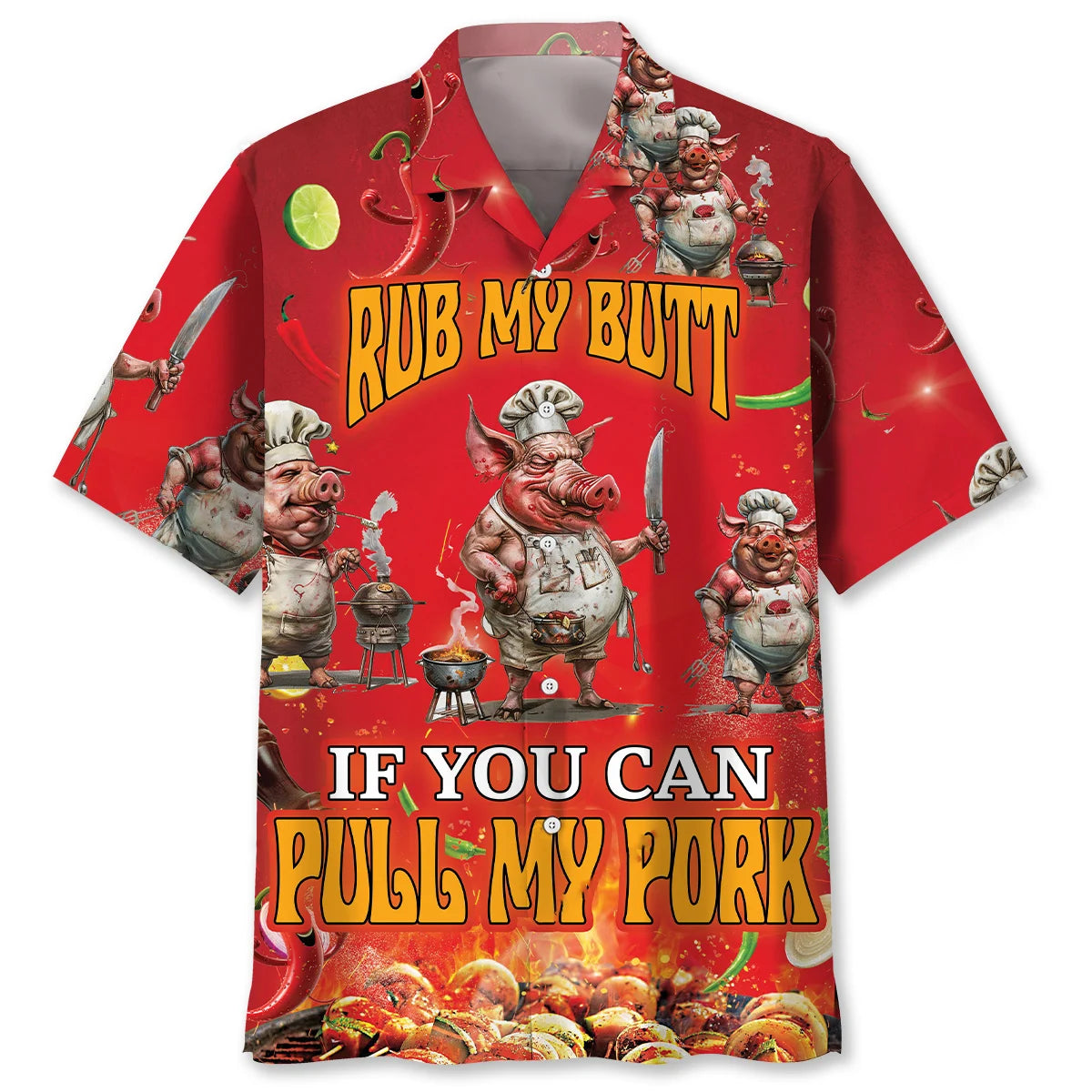 Rub my Butt If You Can Pull my Pork Hawaiian Shirt, custom shirt gift for men (view 4)