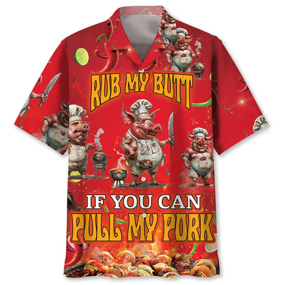 Rub my Butt If You Can Pull my Pork Hawaiian Shirt, custom shirt gift for men (view 4)