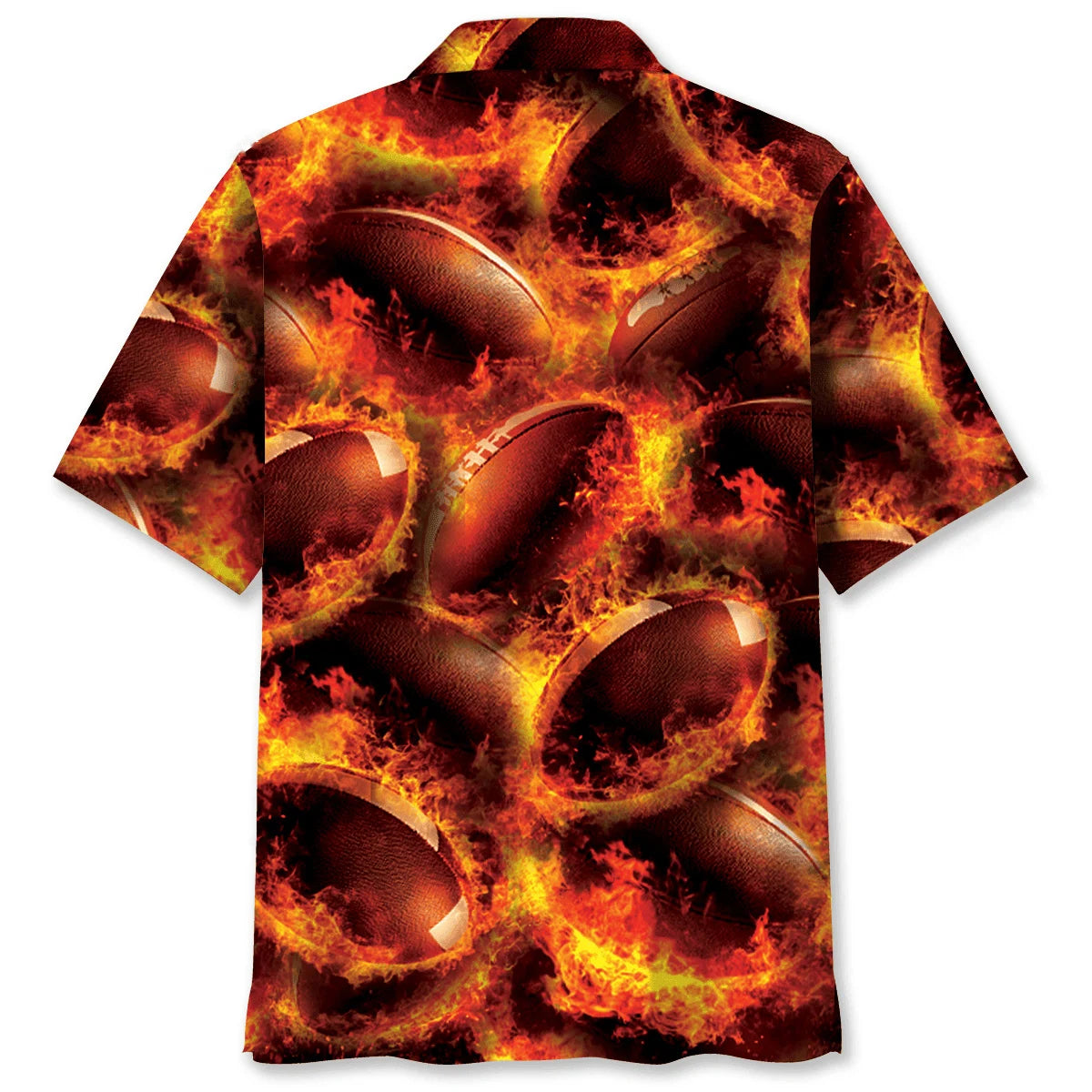 Rugby Ball Fire Hawaiian Shirt, custom shirt gift for men (view 2)