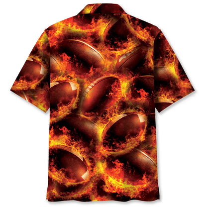 Rugby Ball Fire Hawaiian Shirt, custom shirt gift for men (view 2)