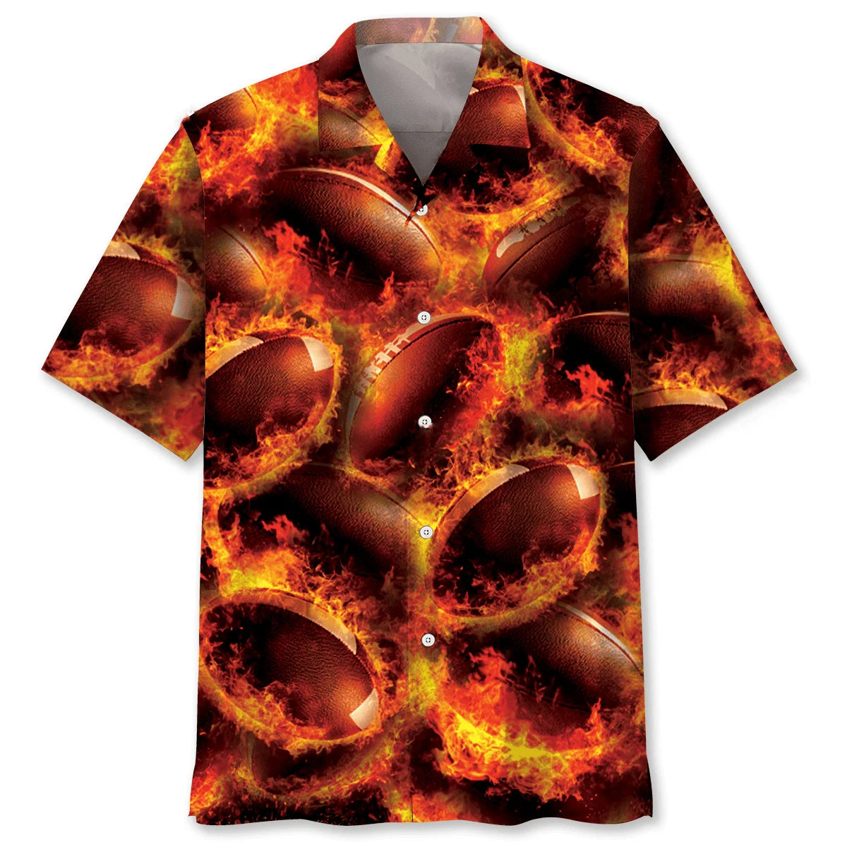 Rugby Ball Fire Hawaiian Shirt, custom shirt gift for men (view 4)