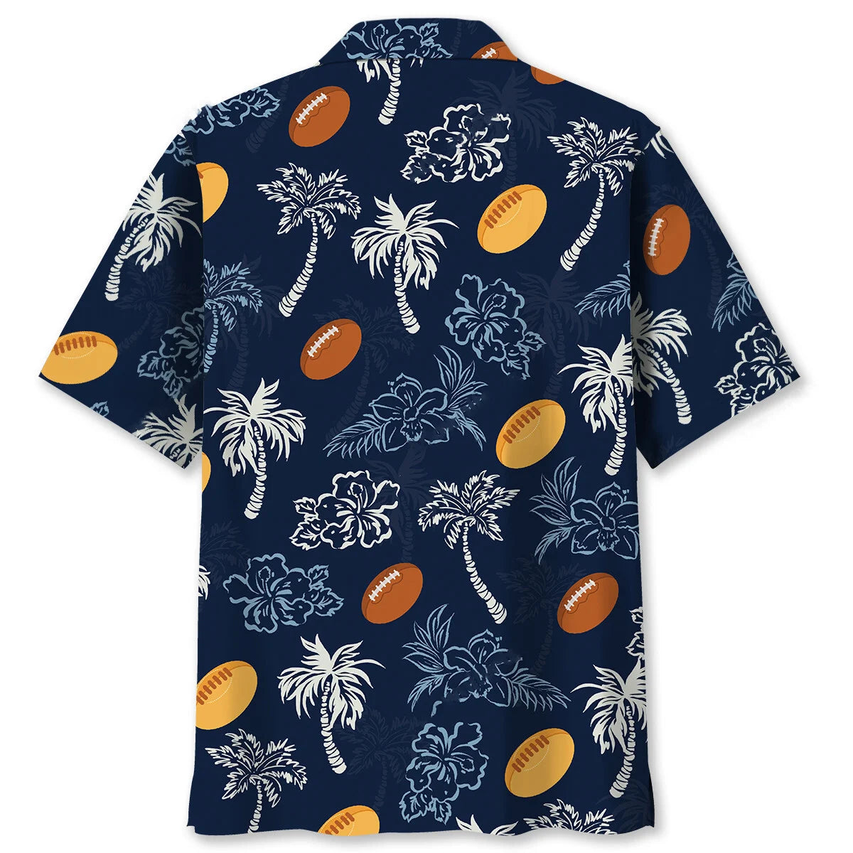Rugby Blue Hibiscus Hawaiian Shirt, custom shirt gift for men (view 2)