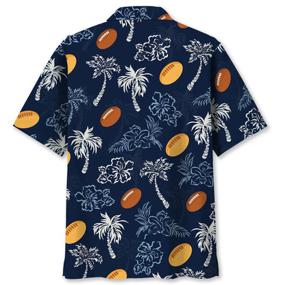 Rugby Blue Hibiscus Hawaiian Shirt, custom shirt gift for men (view 2)