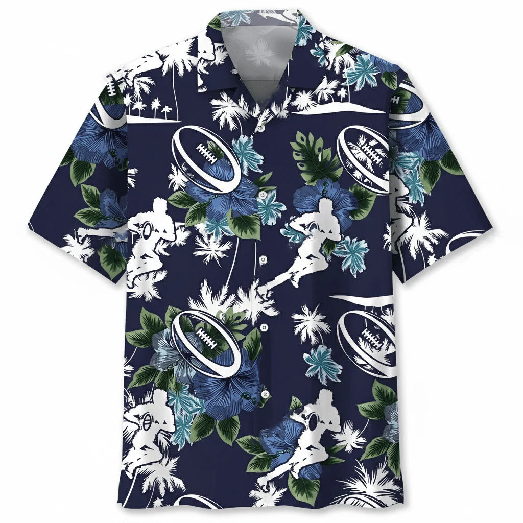 Rugby Blue Nature Hawaiian Shirt, custom shirt gift for men (view 2)