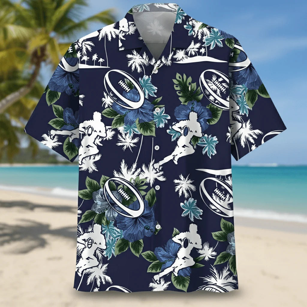 Rugby Blue Nature Hawaiian Shirt, custom shirt gift for men (view 3)
