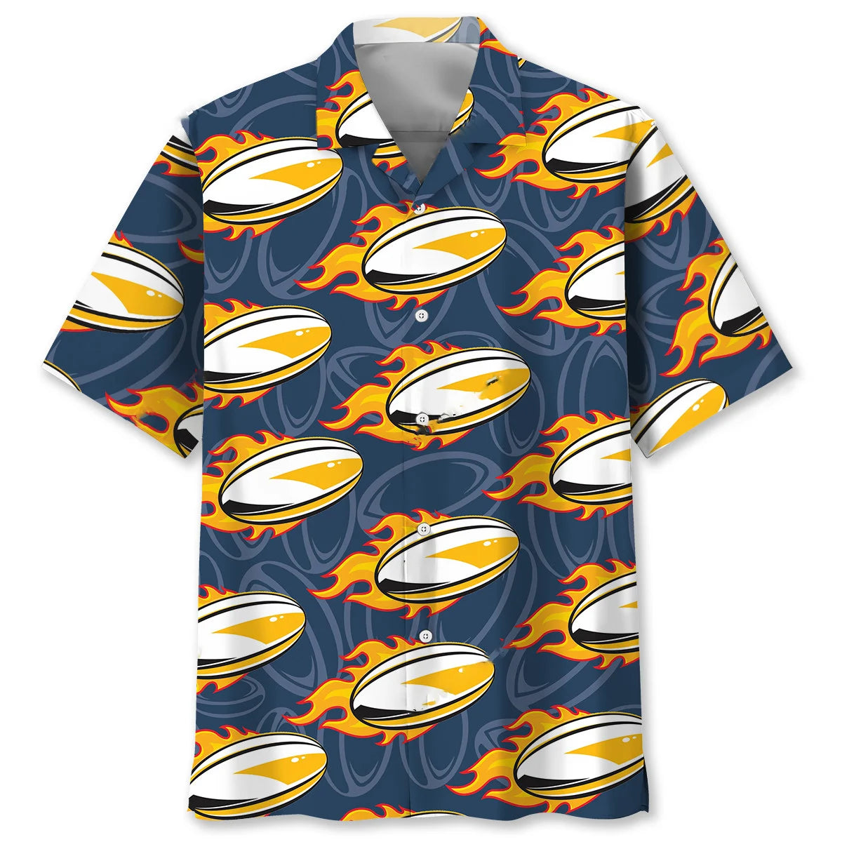 Rugby Fire Hawaiian Shirt, custom shirt gift for men