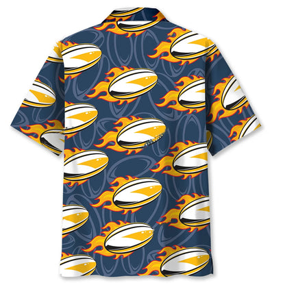 Rugby Fire Hawaiian Shirt, custom shirt gift for men (view 4)