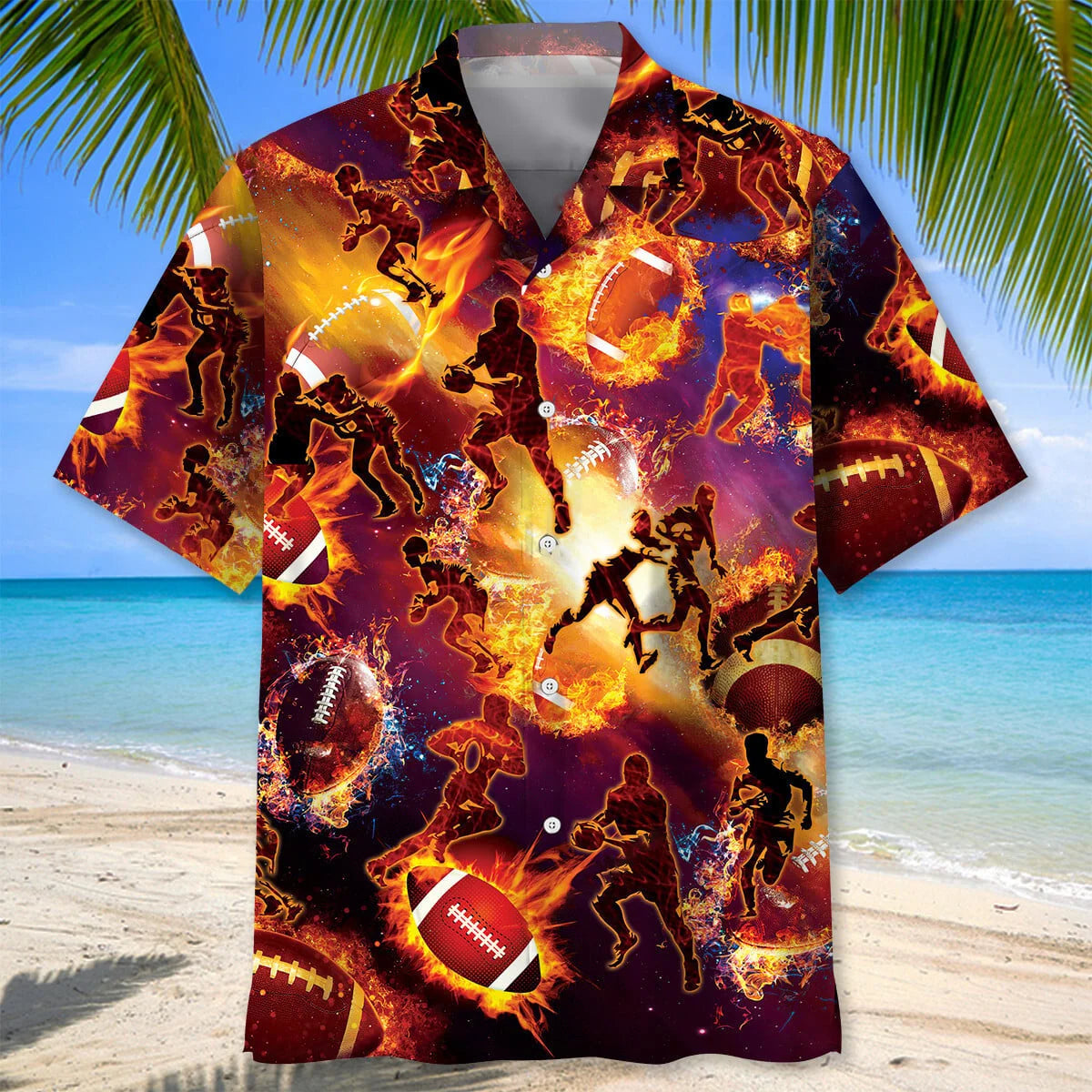 Rugby Fire Hawaiian Shirt, custom shirt gift for men (view 5)