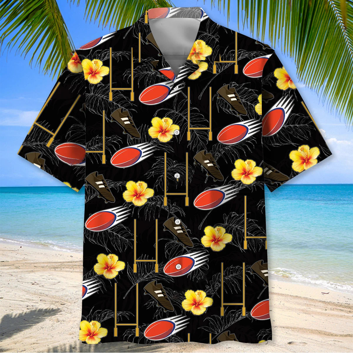 Rugby Goal Hawaiian Shirt, custom shirt gift for men (view 2)