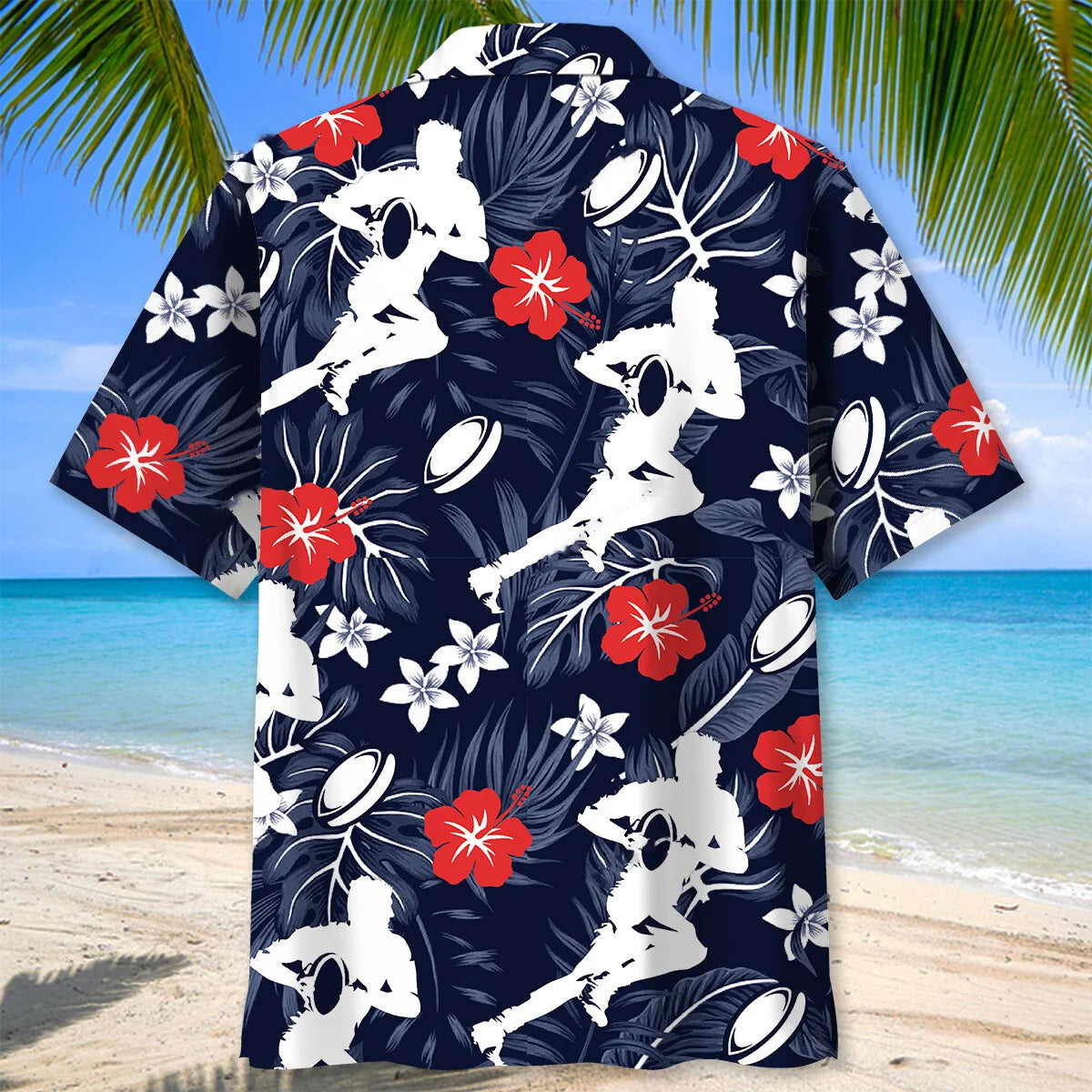 Rugby Hibiscus Hawaiian Shirt, custom shirt gift for men (view 3)