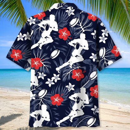 Rugby Hibiscus Hawaiian Shirt, custom shirt gift for men (view 3)