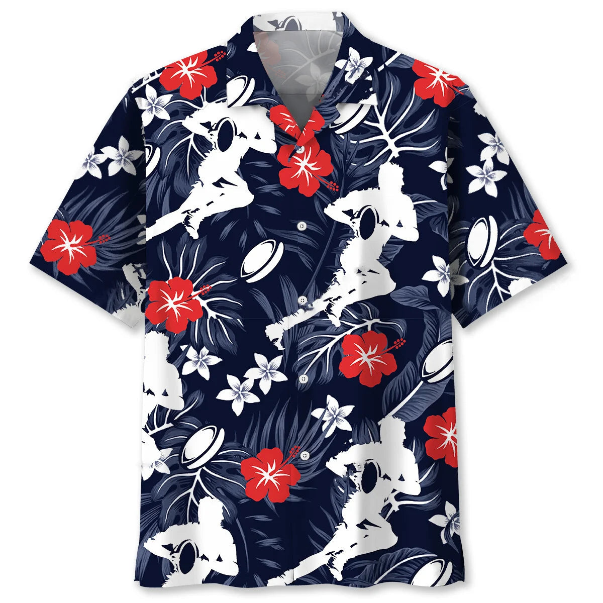 Rugby Hibiscus Hawaiian Shirt, custom shirt gift for men (view 4)