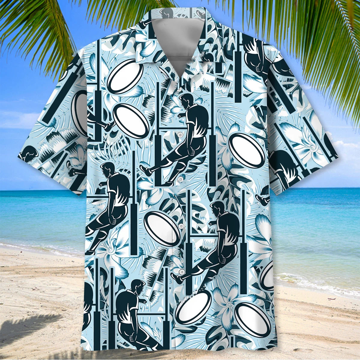 Rugby Player Hawaiian Shirt, custom shirt gift for men (view 2)