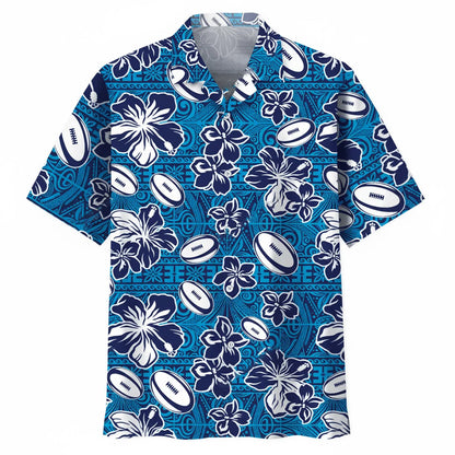Rugby Tropical Blue Hawaiian Shirt, custom shirt gift for men