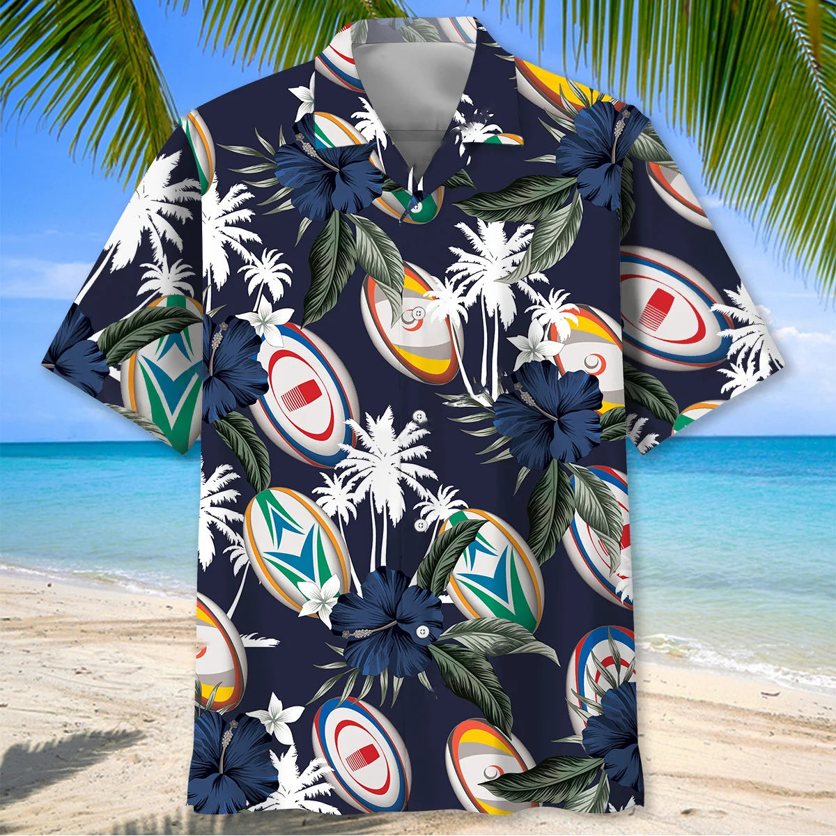 Rugby Tropical Nature Hawaiian Shirt, custom shirt gift for men (view 2)