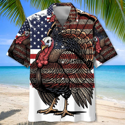 Rugged America Wild Turkey Hawaiian Shirt, custom shirt gift for men (view 2)