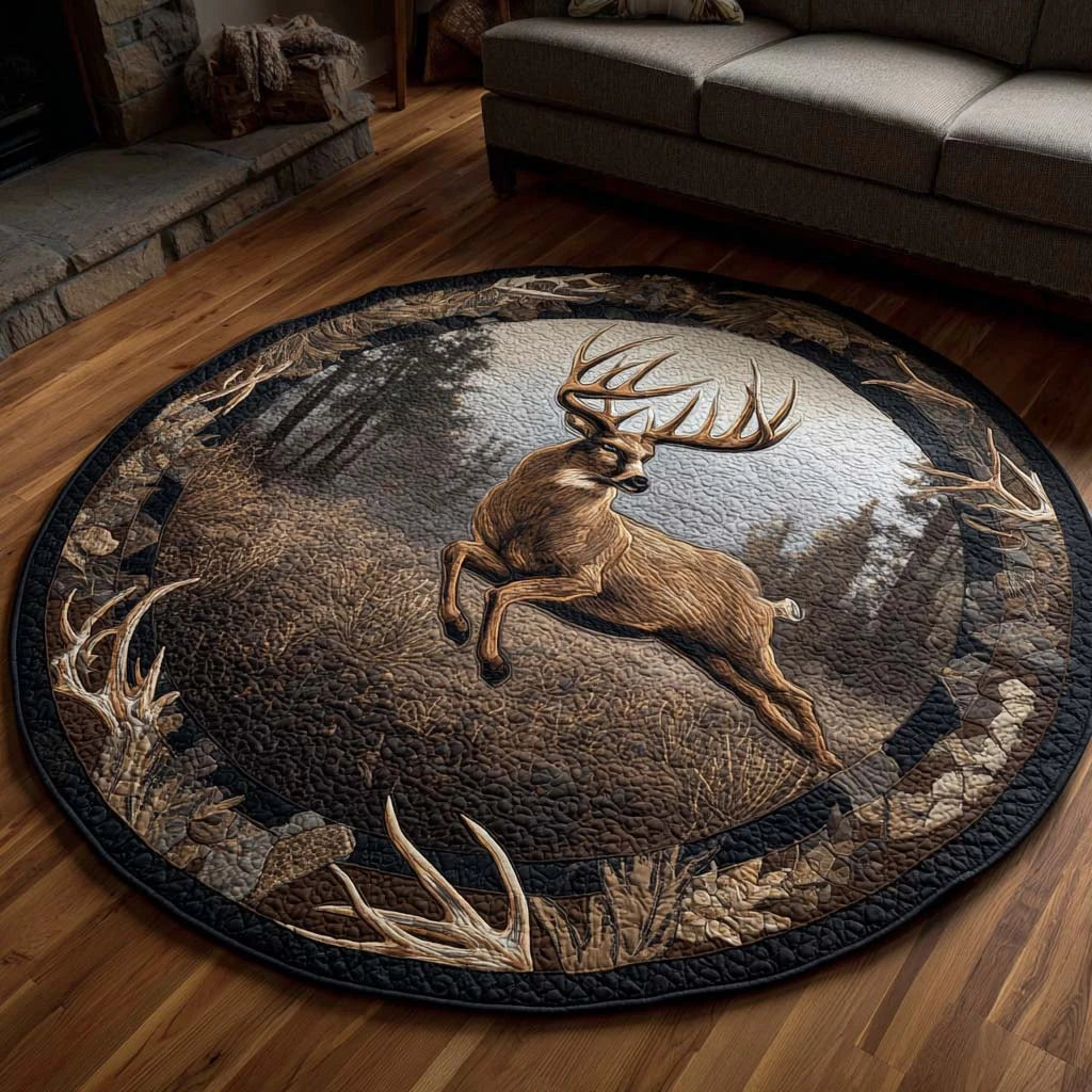 Running Deer Quilted Round Mat