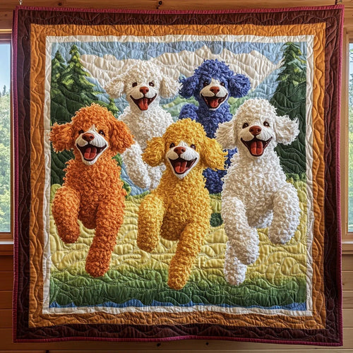 Running Poodle Quilt Blanket