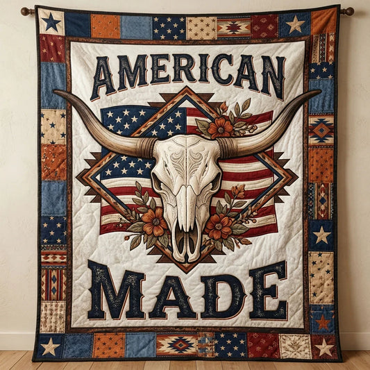 Rustic American Cowboy Spirit Quilt Blanket