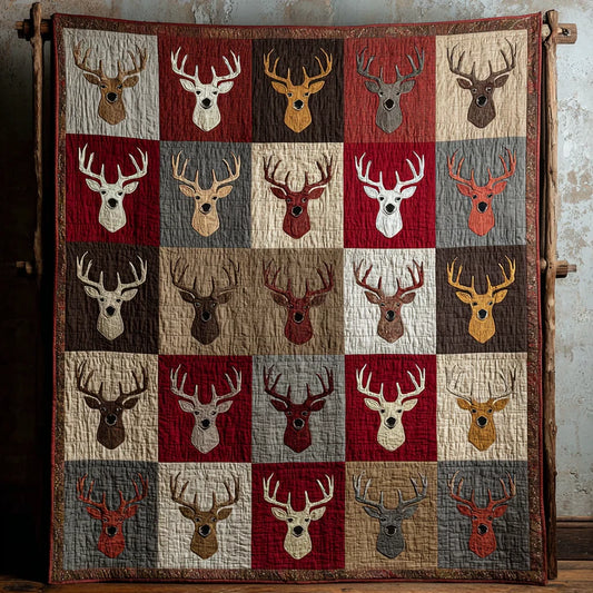 Rustic Antlers Quilt Blanket