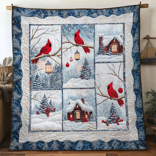 Rustic Cabin Cardinal Quilt Blanket