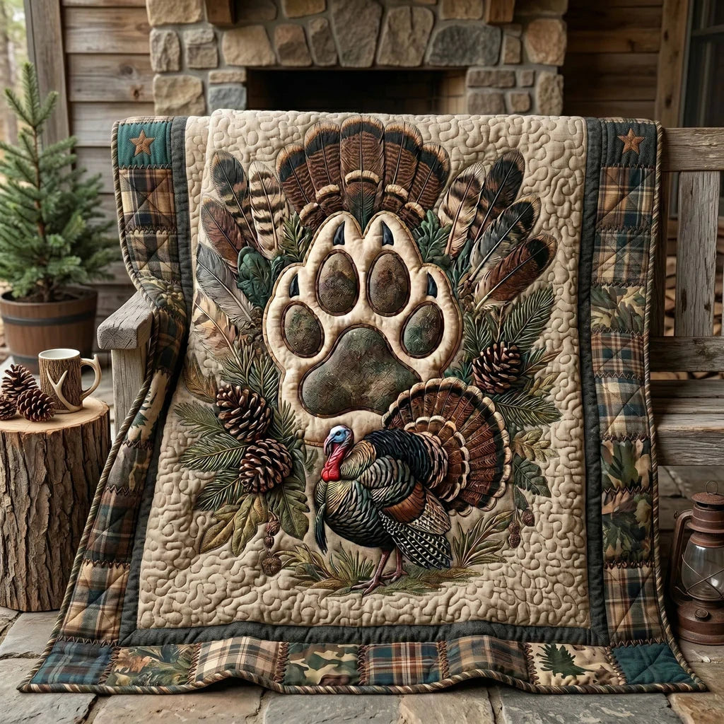 Rustic Camo Turkey Lodge Quilt Blanket