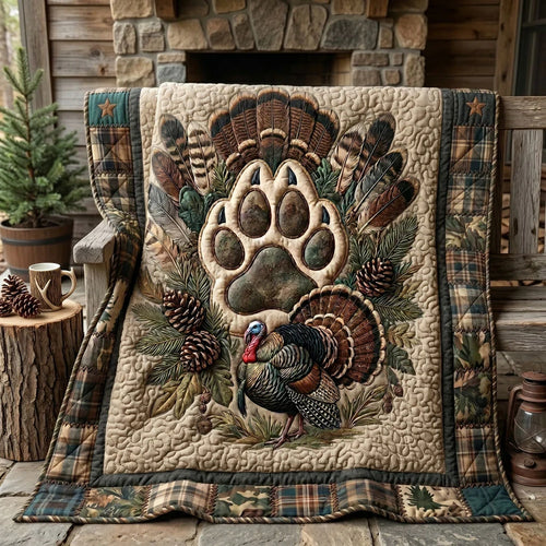 Rustic Camo Turkey Lodge Quilt Blanket