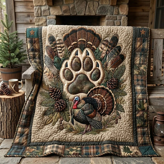 Rustic Camo Turkey Lodge Quilt Blanket