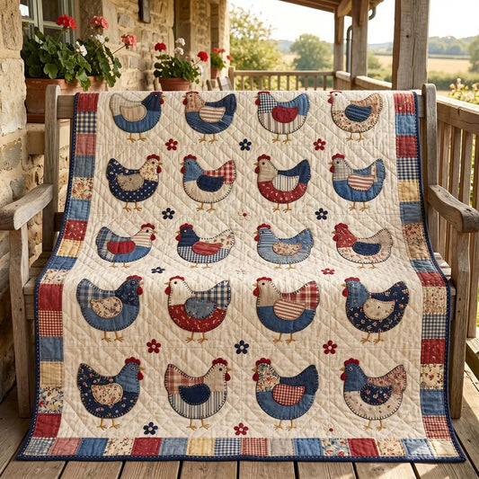 Rustic Country Hen Quilt Blanket