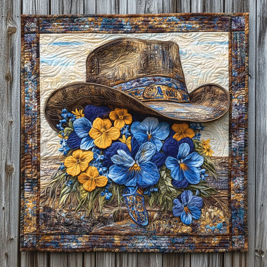 Rustic Cowboy Hat Quilt Blanket